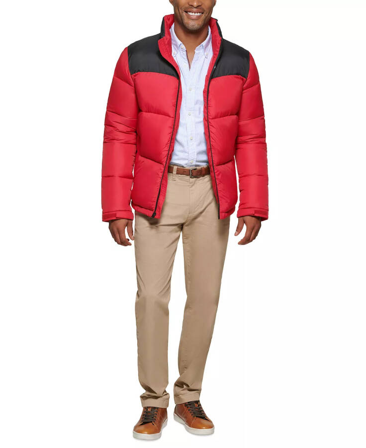 Men's Colorblocked Quilted Full-Zip Puffer Jacket, Created for Modazone Red - 4