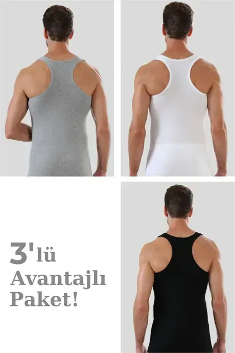 Men's Colored Ribana 100% Cotton 3-Pack Undershirt - 1