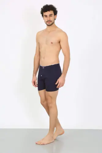 Men's Combed Cotton Boxer Shorts Navy 40091 - 8
