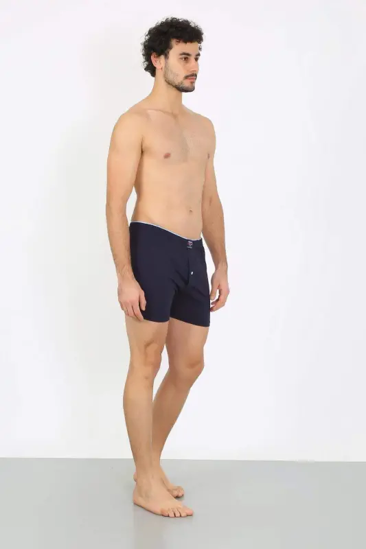 Men's Combed Cotton Boxer Shorts Navy 40091 - BÜYÜKBEDENIZ