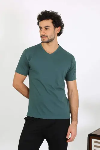 Men's Combed Petrol Colored 3-Piece Pajamas Set 6848 - 10