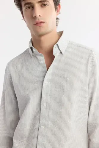 Men's Comfort Fit Under Button-Down Collar Striped Waffle - AVVA (1)