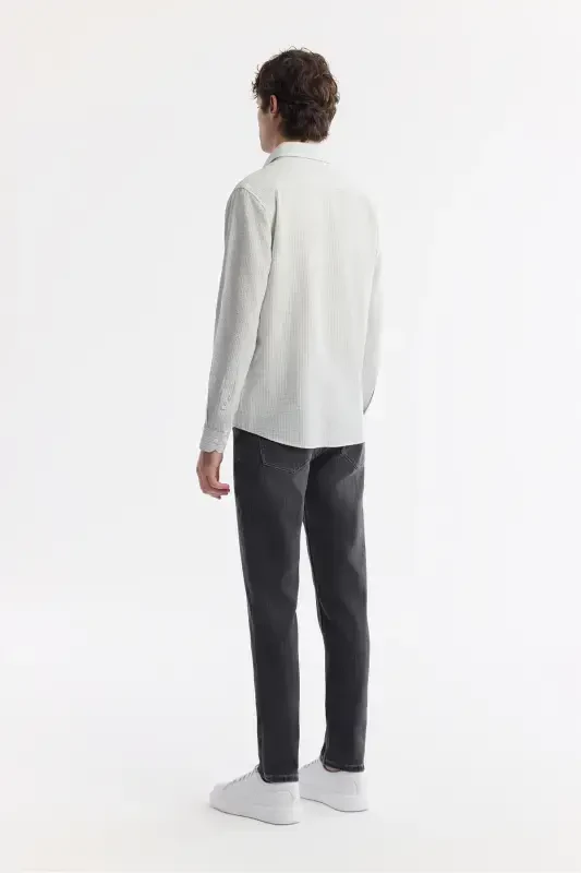 Men's Comfort Fit Under Button-Down Collar Striped Waffle - 4