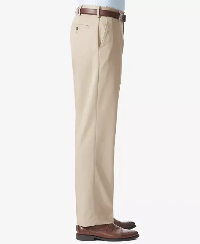 Men's Comfort Relaxed Fit Khaki Stretch Pants-British Khaki - 2