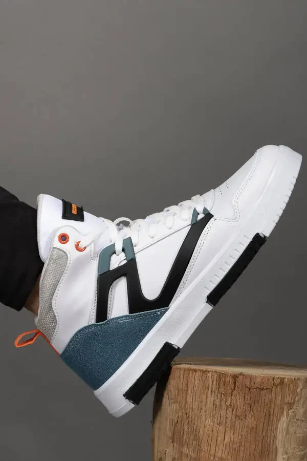 Men's Comfort Sneaker Boot 001263 White Petrol - 6