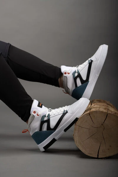 Men's Comfort Sneaker Boot 001263 White Petrol - 7