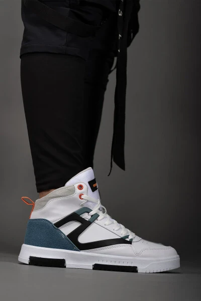 Men's Comfort Sneaker Boot 001263 White Petrol - 8