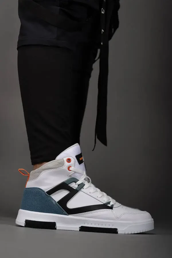 Men's Comfort Sneaker Boot 001263 White Petrol - 8