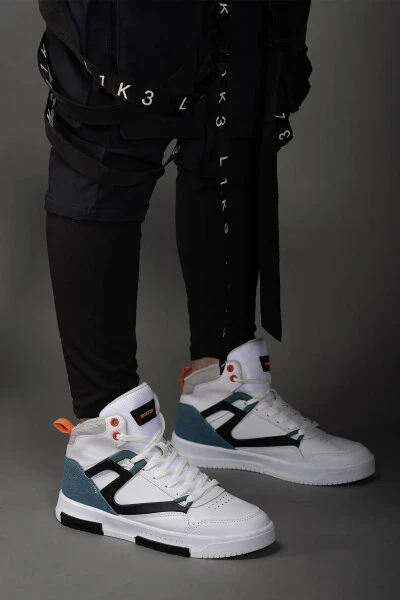 Men's Comfort Sneaker Boot 001263 White Petrol - 10