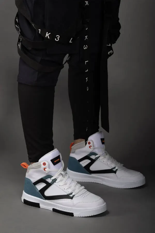 Men's Comfort Sneaker Boot 001263 White Petrol - 10