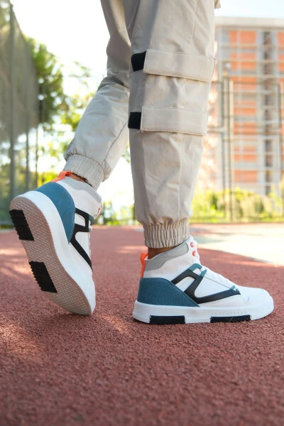 Men's Comfort Sneaker Boot 001263 White Petrol - 3