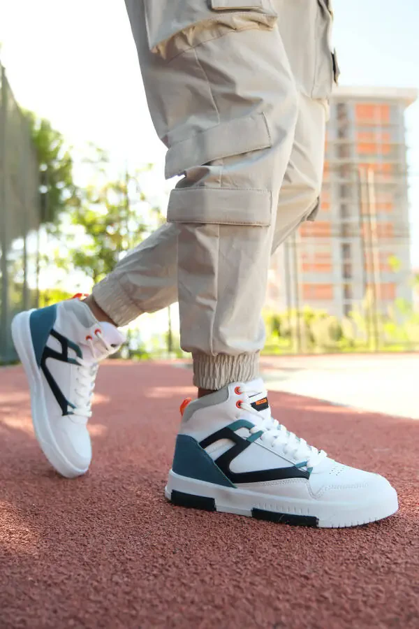 Men's Comfort Sneaker Boot 001263 White Petrol - 4