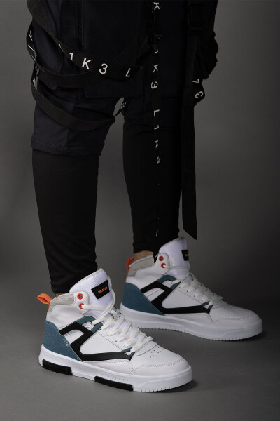 Men's Comfort Sneaker Boot 001263 White Petrol - 18