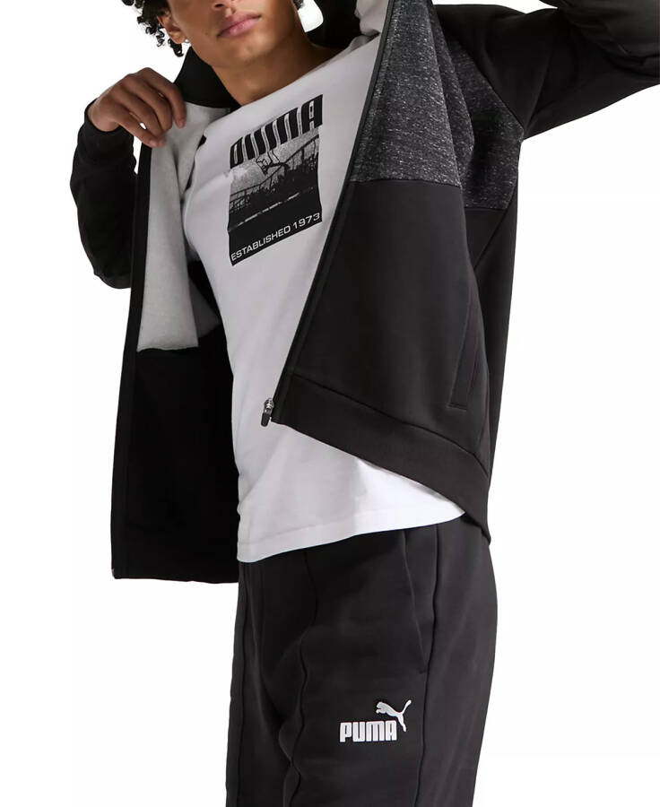 Men's Contrast Fleece Logo Jacket Puma Black - 4