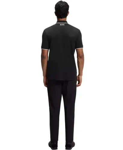 Men's Contrast Logo Cotton-Blend Polo Shirt - Black - Hugo Boss (1)