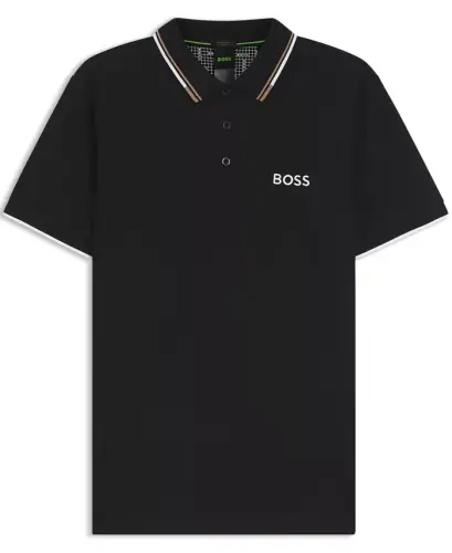 Men's Contrast Logo Cotton-Blend Polo Shirt - Black - 3
