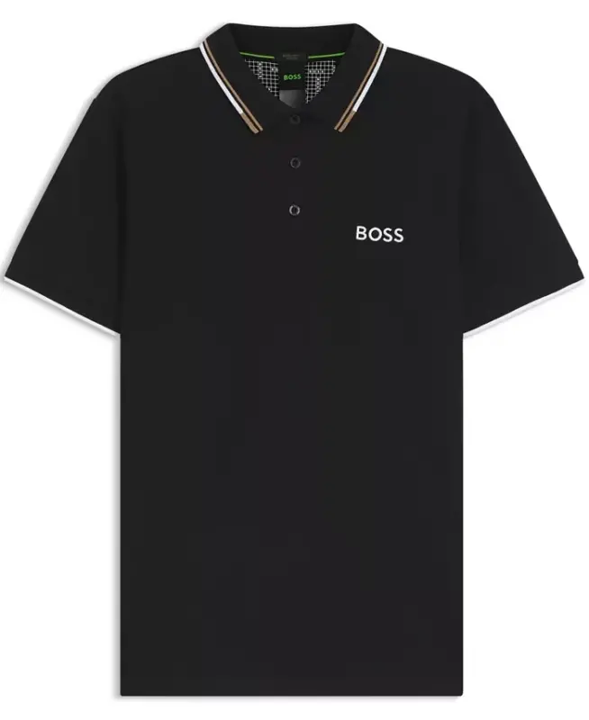 Men's Contrast Logo Cotton-Blend Polo Shirt - Black - 3