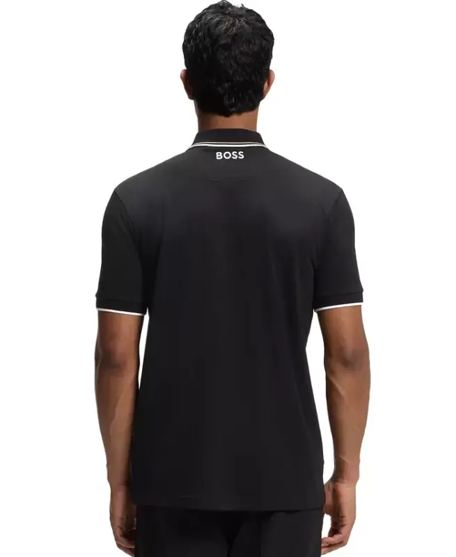 Men's Contrast Logo Cotton-Blend Polo Shirt - Black - 6
