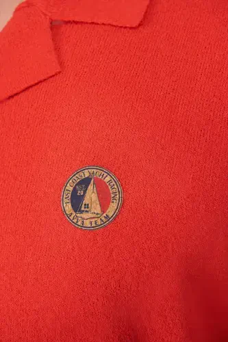 Men's Coral Knit T-shirt Apaj Collar Textured Regular Fit A41y5066 - 5