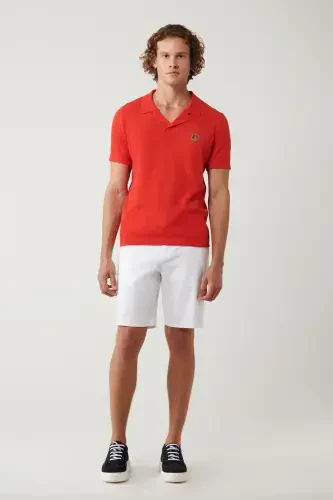 Men's Coral Knit T-shirt Apaj Collar Textured Regular Fit A41y5066 - 6