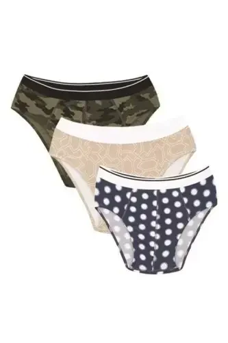 Men's Cotton 3-Pack Patterned Spandex Briefs 40121 - 3