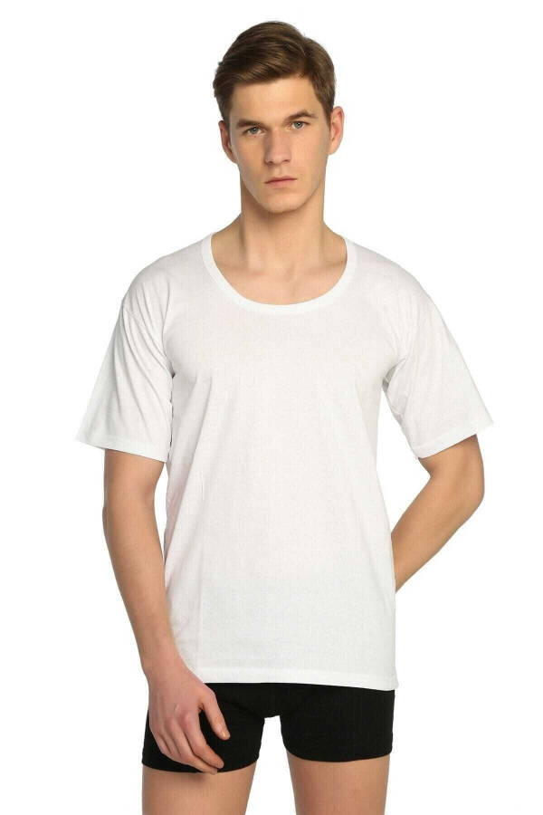 Men's Cotton 6 Pack Crew Neck Short Sleeve T-Shirt (White) 100% Cotton - 1