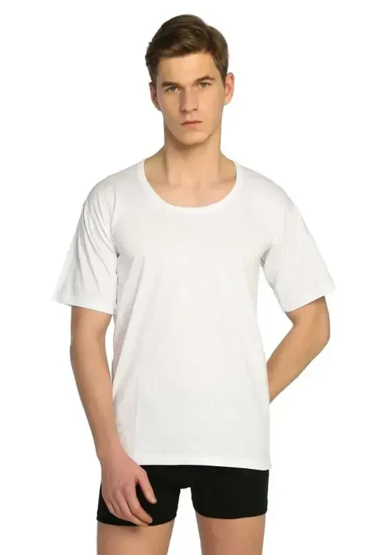 Men's Cotton 6 Pack Crew Neck Short Sleeve T-Shirt (White) 100% Cotton - 1