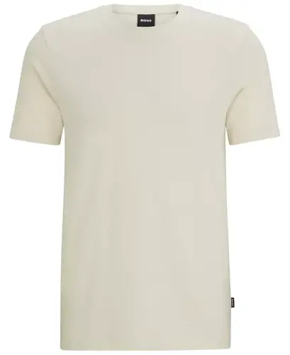 Men’s Cotton-Blend Bubble-Jacquard Structure T-Shirt - Open White - 3