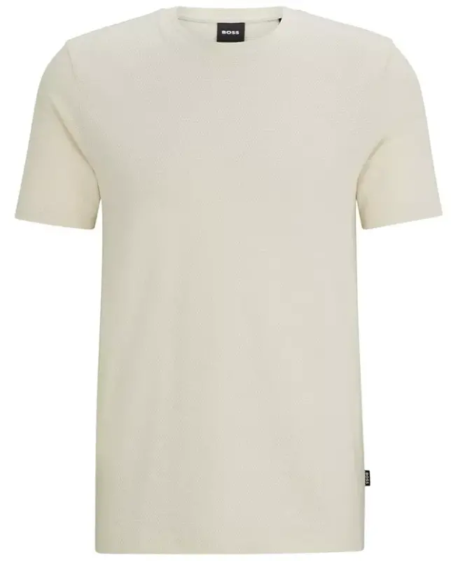Men’s Cotton-Blend Bubble-Jacquard Structure T-Shirt - Open White - 3