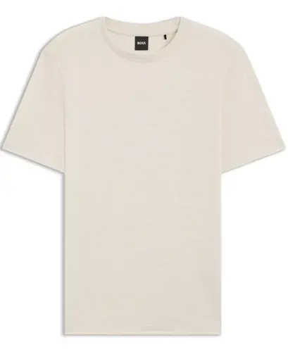 Men’s Cotton-Blend Bubble-Jacquard Structure T-Shirt - Open White - 12