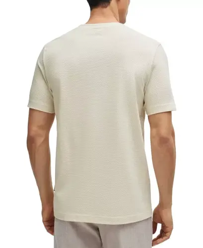 Men’s Cotton-Blend Bubble-Jacquard Structure T-Shirt - Open White - Hugo Boss (1)