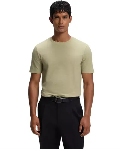 Men's Cotton-Blend Bubble-Jacquard T-Shirt - Dark Beige - 1