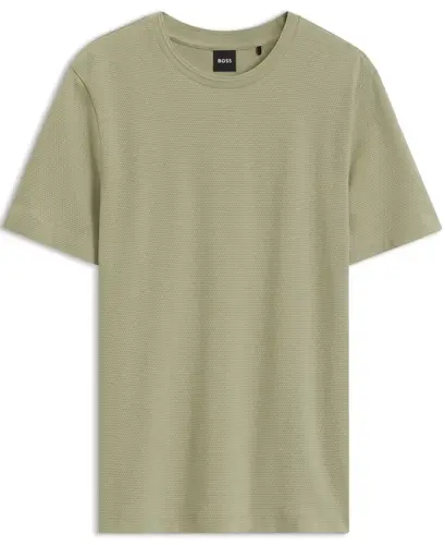 Men's Cotton-Blend Bubble-Jacquard T-Shirt - Dark Beige - HUGO BOSS (1)