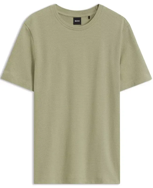 Men's Cotton-Blend Bubble-Jacquard T-Shirt - Dark Beige - 2