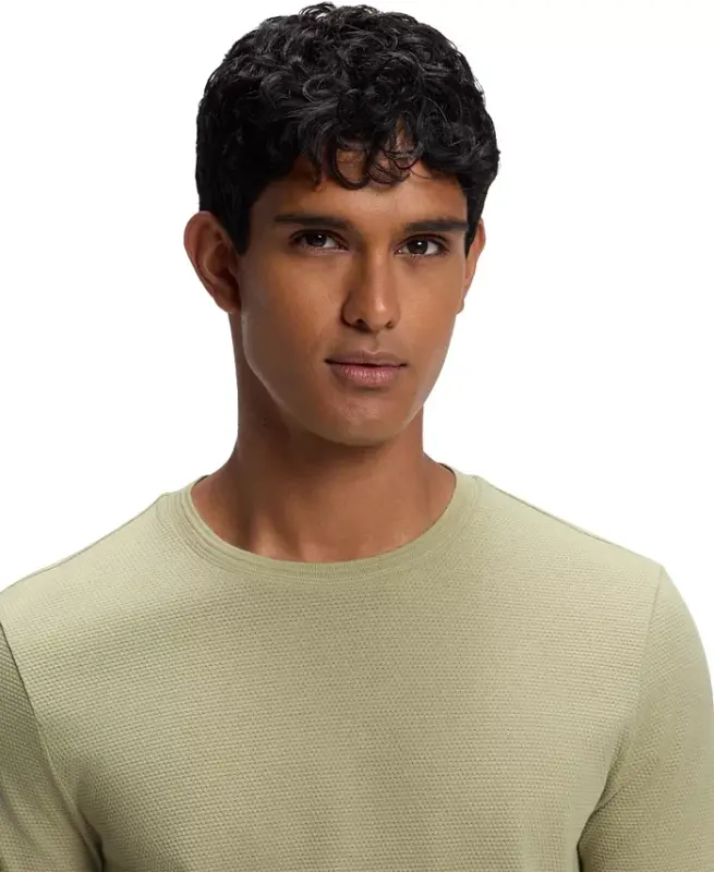Men's Cotton-Blend Bubble-Jacquard T-Shirt - Dark Beige - 5