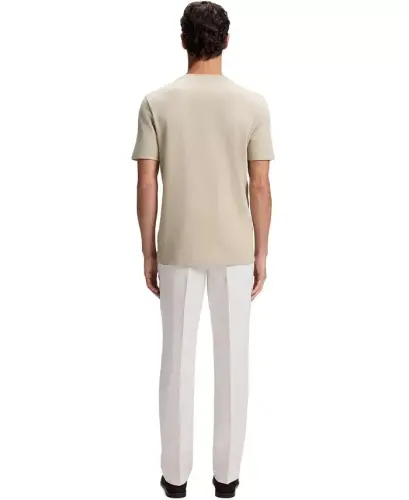 Men's Cotton-Blend Bubble-Jacquard T-Shirt - Open Beige - 4