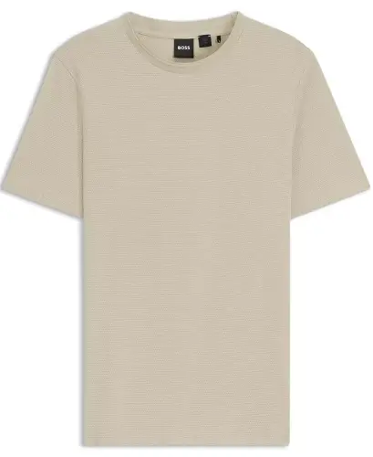 Men's Cotton-Blend Bubble-Jacquard T-Shirt - Open Beige - 3