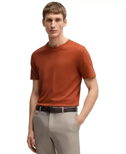 Men's Cotton-Blend Bubble-Jacquard T-Shirt - Orange - 1