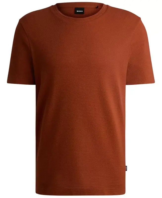 Men's Cotton-Blend Bubble-Jacquard T-Shirt - Orange - 2