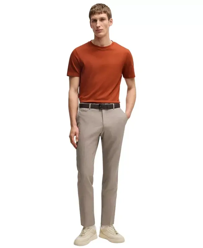 Men's Cotton-Blend Bubble-Jacquard T-Shirt - Orange - 4