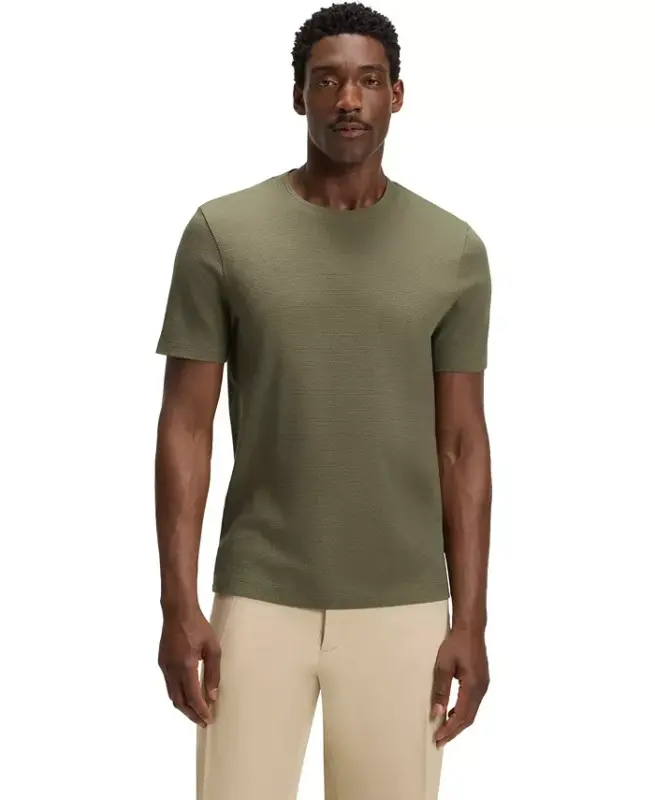 Men's Cotton-Blend Regular-Fit Bubble-Jacquard T-Shirt - Open - 1