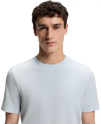 Men's Cotton-Blend Regular-Fit Bubble-Jacquard T-Shirt - Open - 4