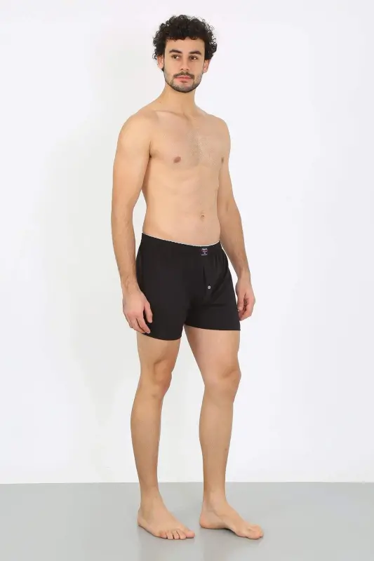 Men's Cotton Boxer Shorts Black 40091 - BÜYÜKBEDENIZ