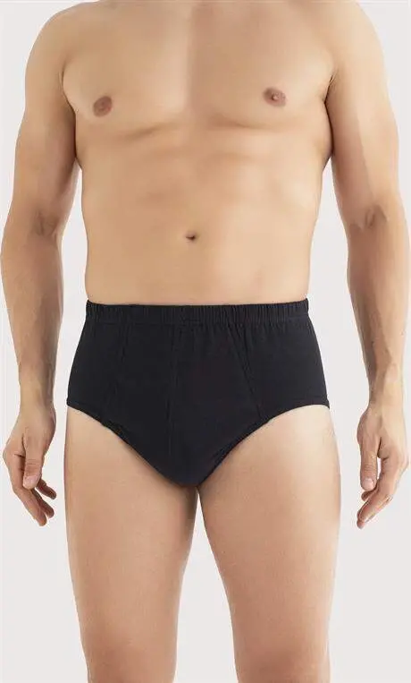 Men's Cotton Briefs Plain Black Elastic Waistband 3-Pack - 2