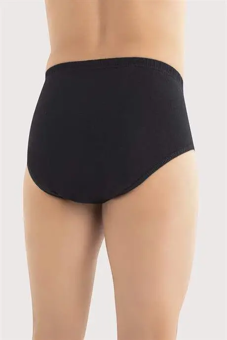 Men's Cotton Briefs Plain Black Elastic Waistband 3-Pack - 4