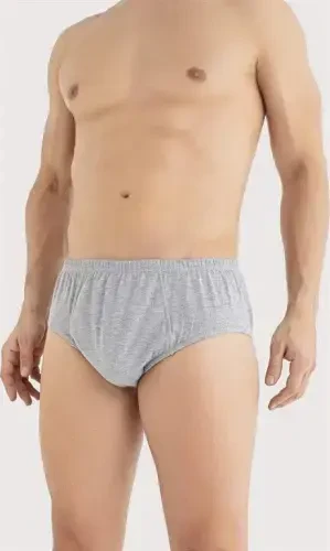 Men's Cotton Briefs Plain Gray Elastic Waistband 3-Pack - BÜYÜKBEDENIZ (1)
