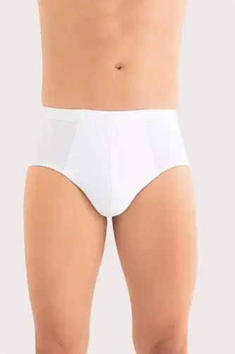 Men's Cotton Briefs Plain White Elastic Waist 3-Pack - 3