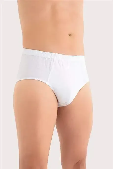 Men's Cotton Briefs Plain White Elastic Waist 3-Pack - 4