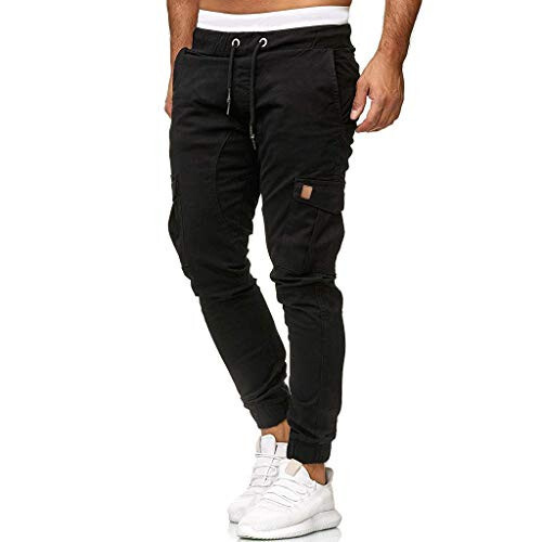 Men's Cotton Cargo Pants Joggers for Men Cargo Pants Mens Camouflage Sweatpants Wide Leg Joggers Men Red Track Pants - 4