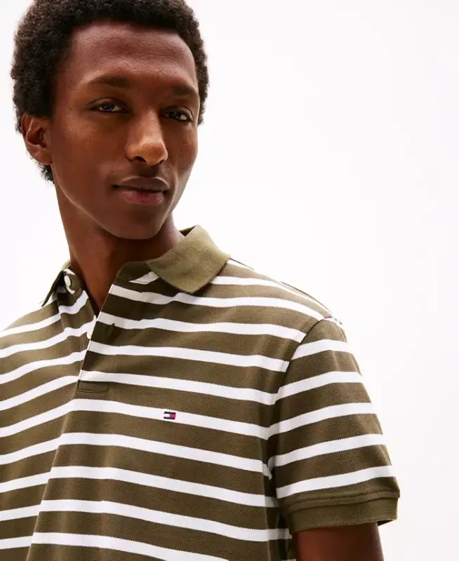 Men's Cotton Classic-Fit 1985 Polo Shirt - Army Green / White - 2